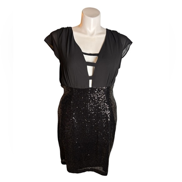 Katia 2XL Black Sequin Dress Cocktail Sexy Short After 8 LBD Versatile NWOT - Picture 2 of 8